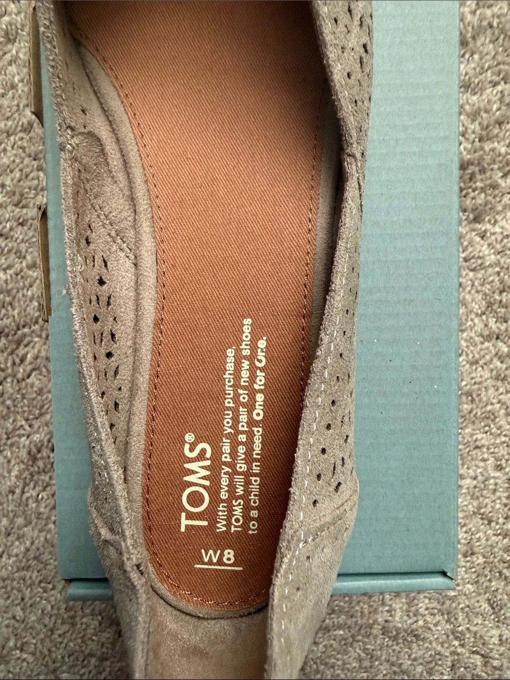 Toms Women's Taupe Laser-Cut Ballet Flats